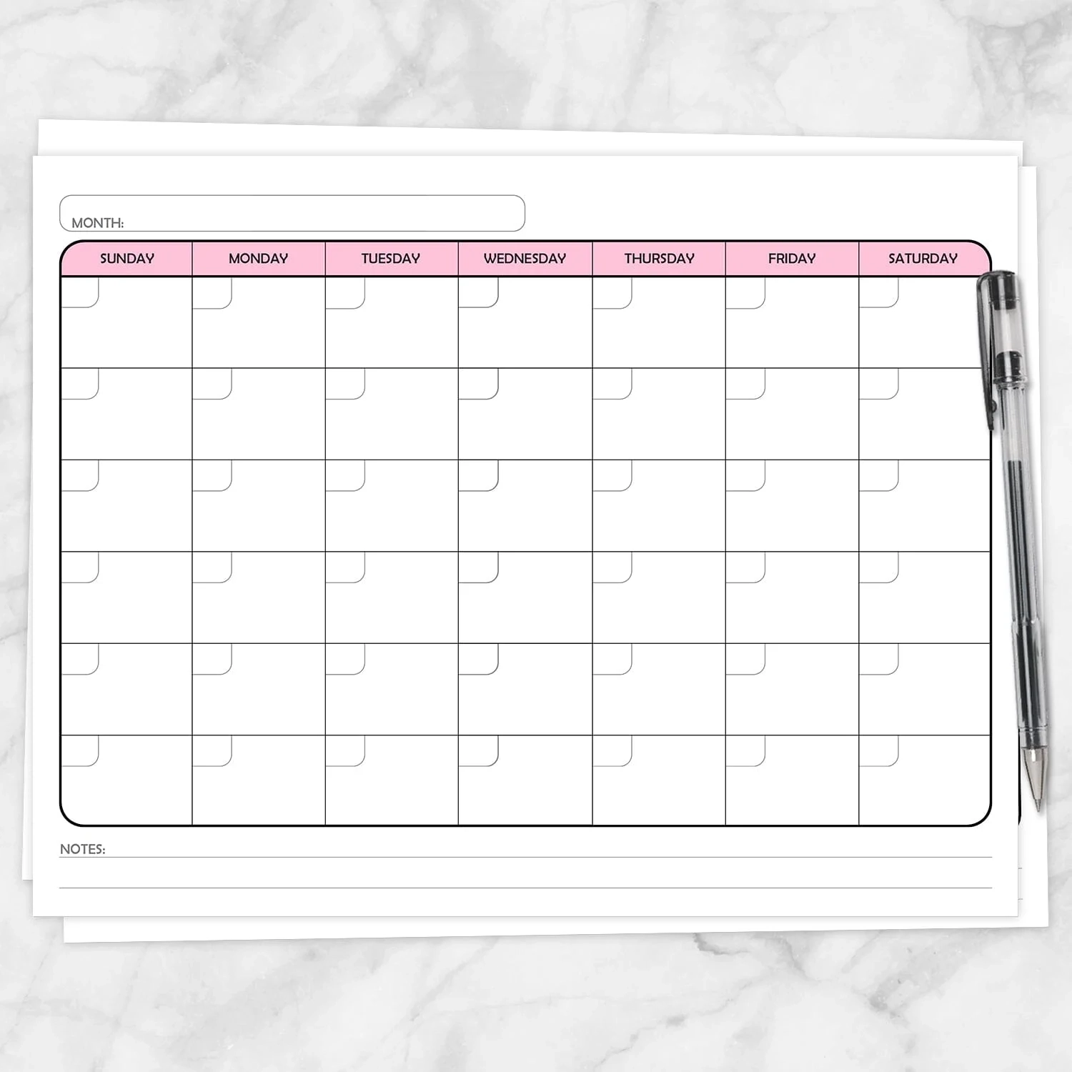 Blank Monthly Printable Calendar
