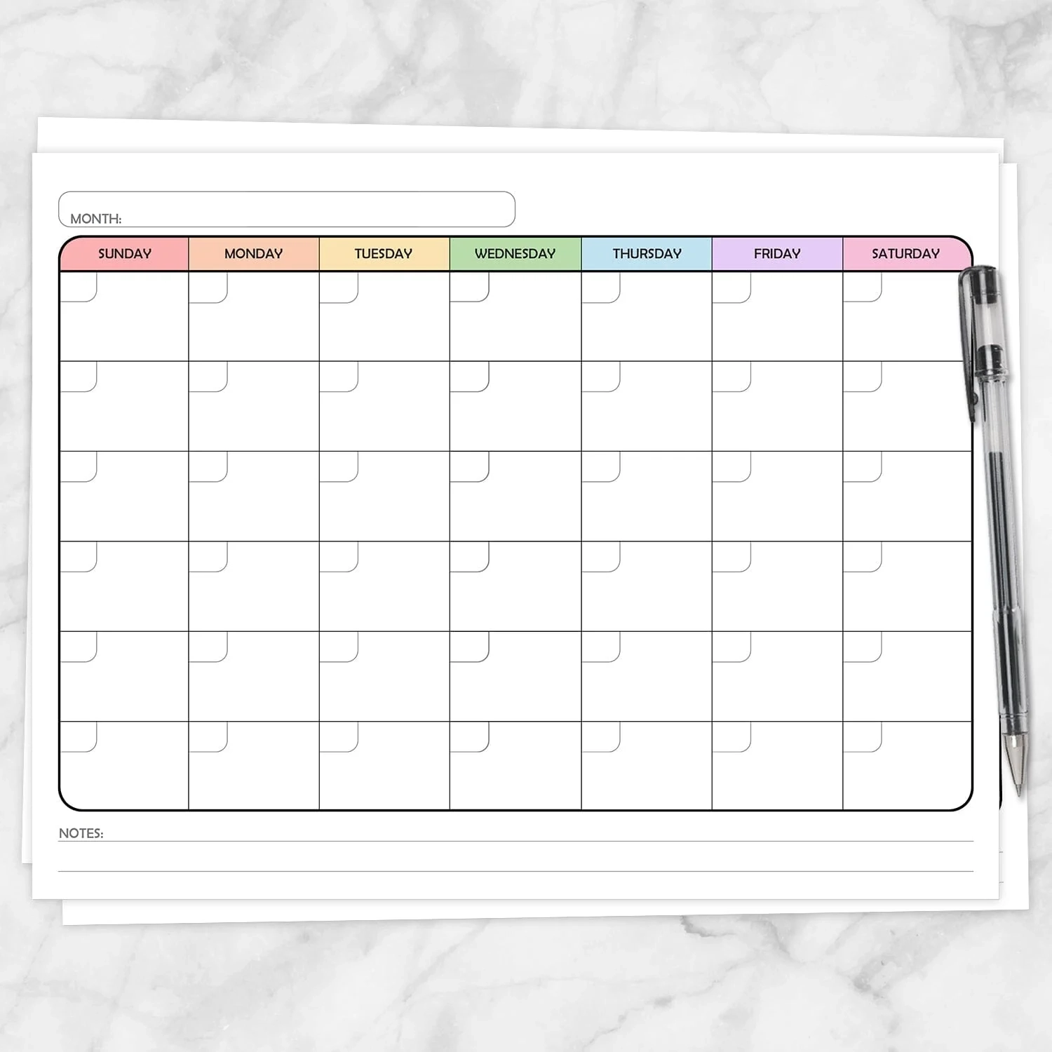 Monthly Printable Calendar Blank