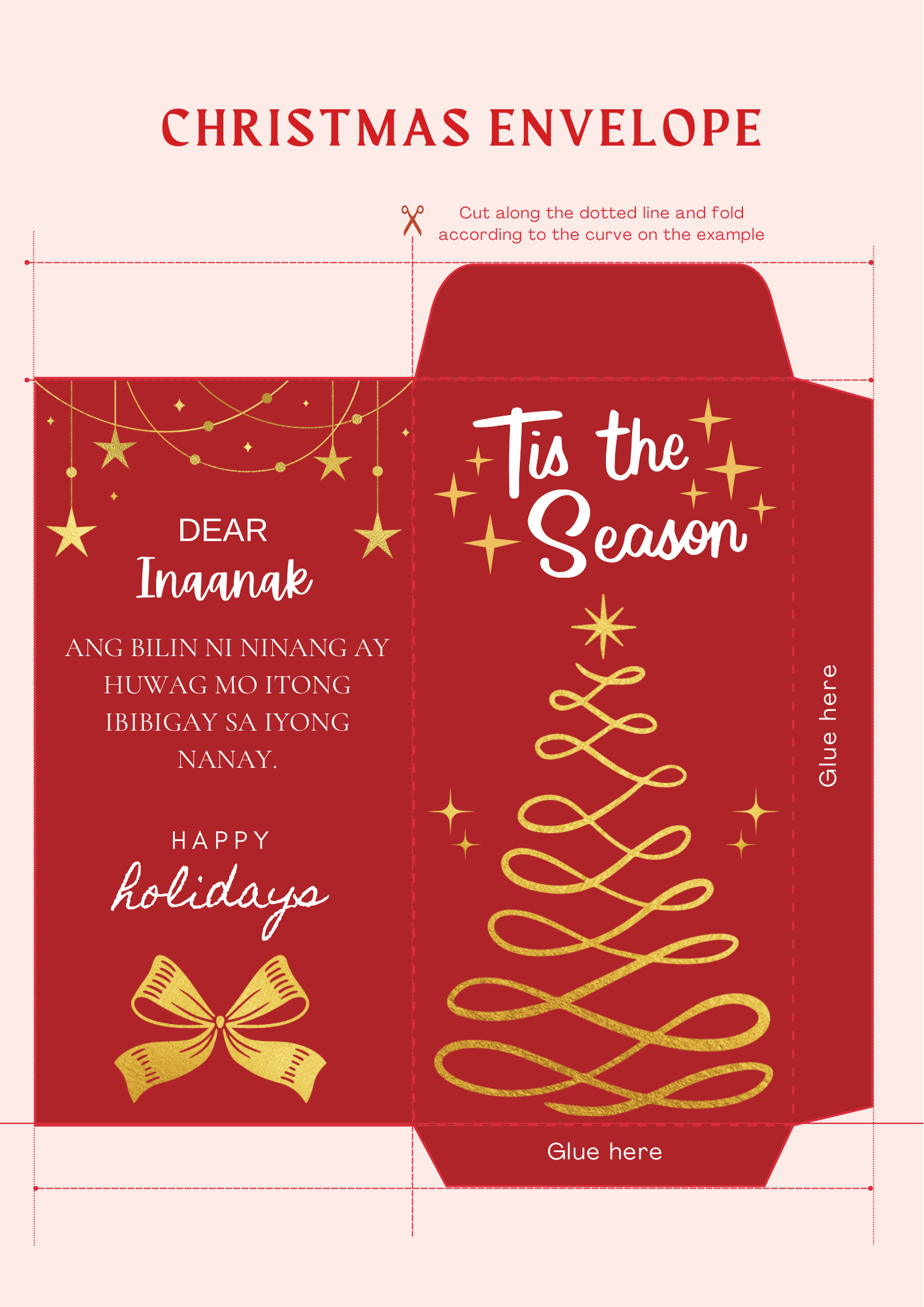 Envelope Pattern Printable Christmas Design