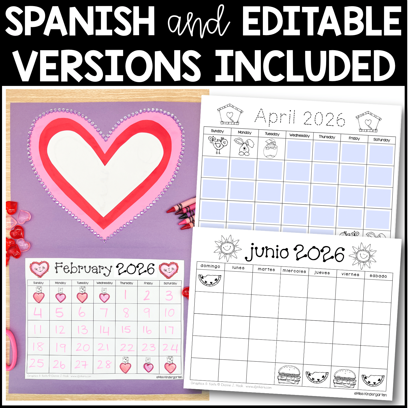 Monthly Editable Calendar Templates 2025 amp 2026 Plus Yearly Updates Miss Kindergarten