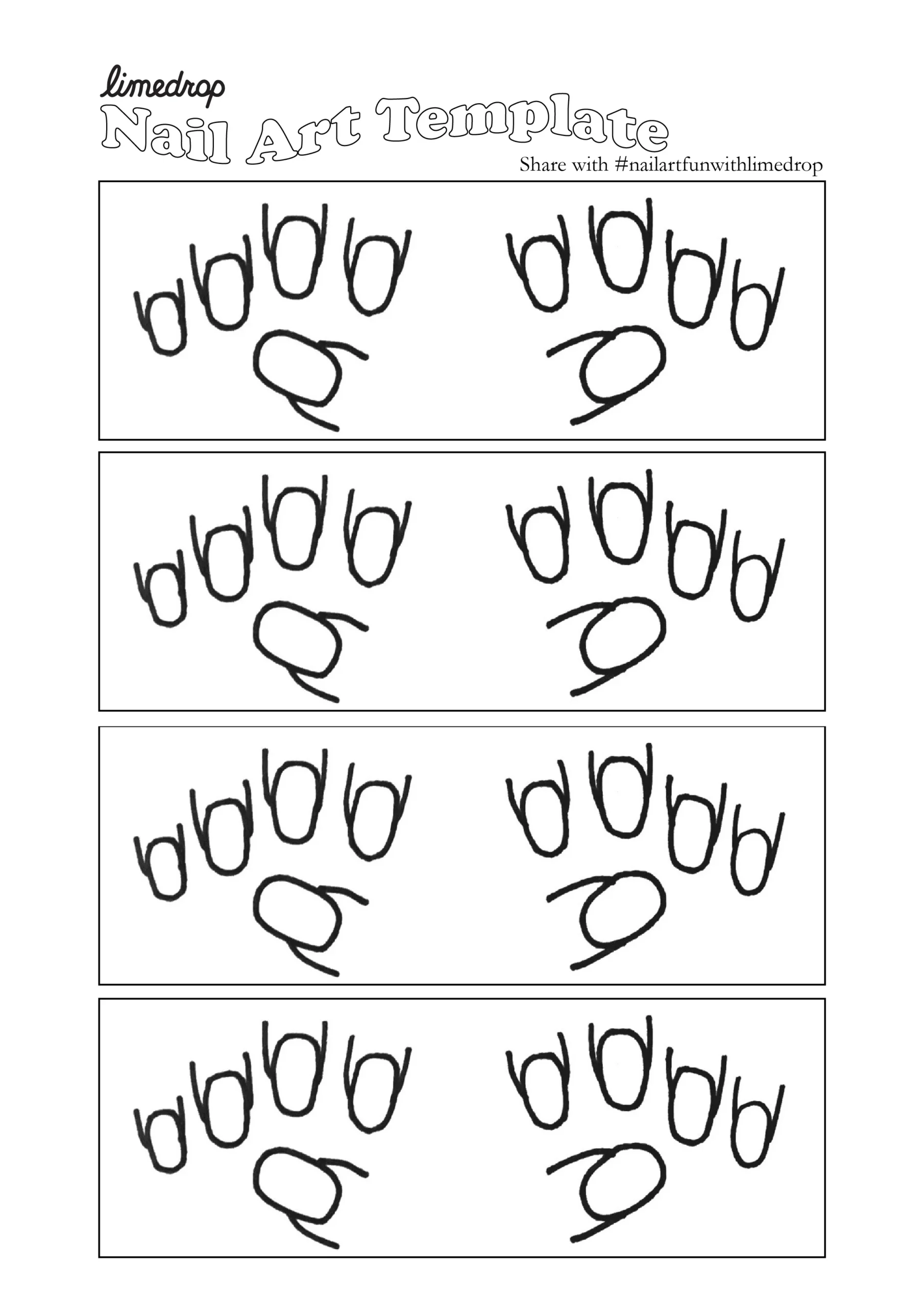 Nail Art A4 Printable Template Limedrop