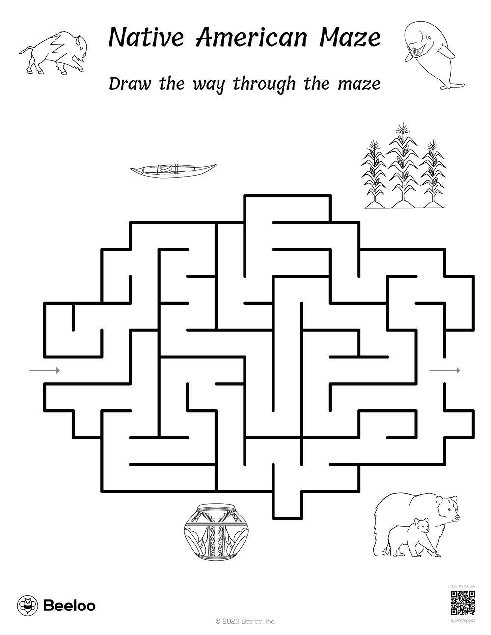 Native American Maze Beeloo Printable Crafts And Activities For Kids