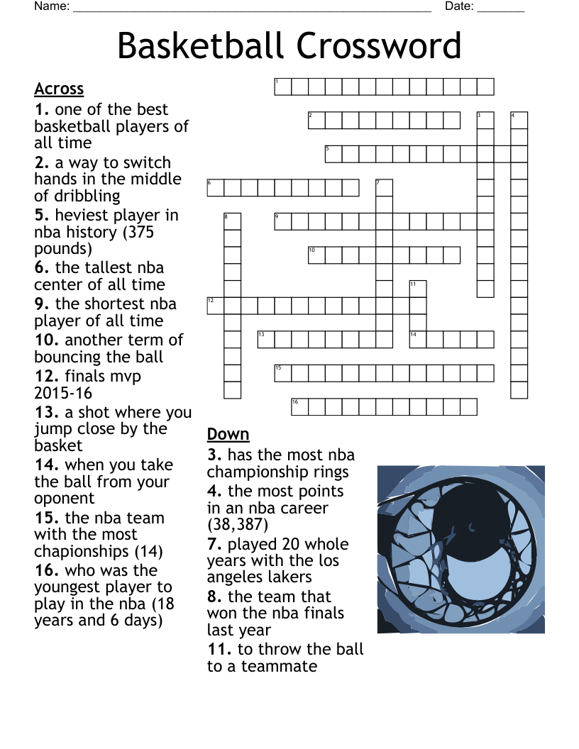 Free Printable Nba Crossword Puzzles