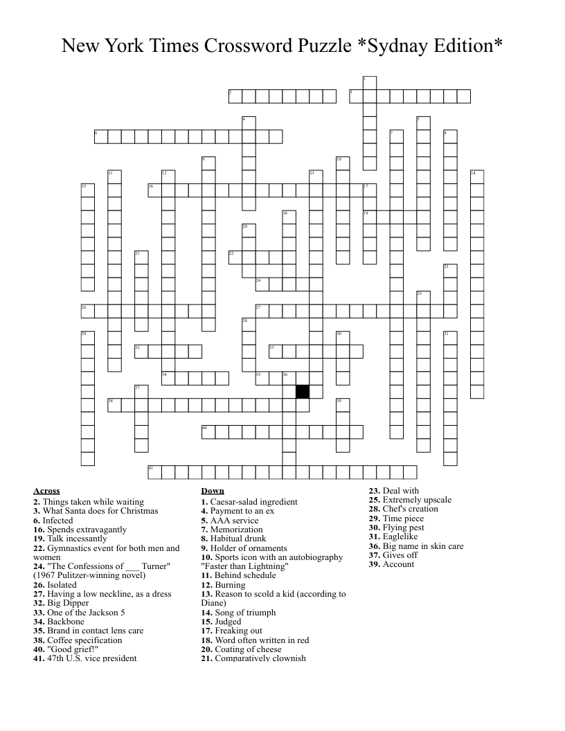 Free Printable Crossword Puzzles Nyt