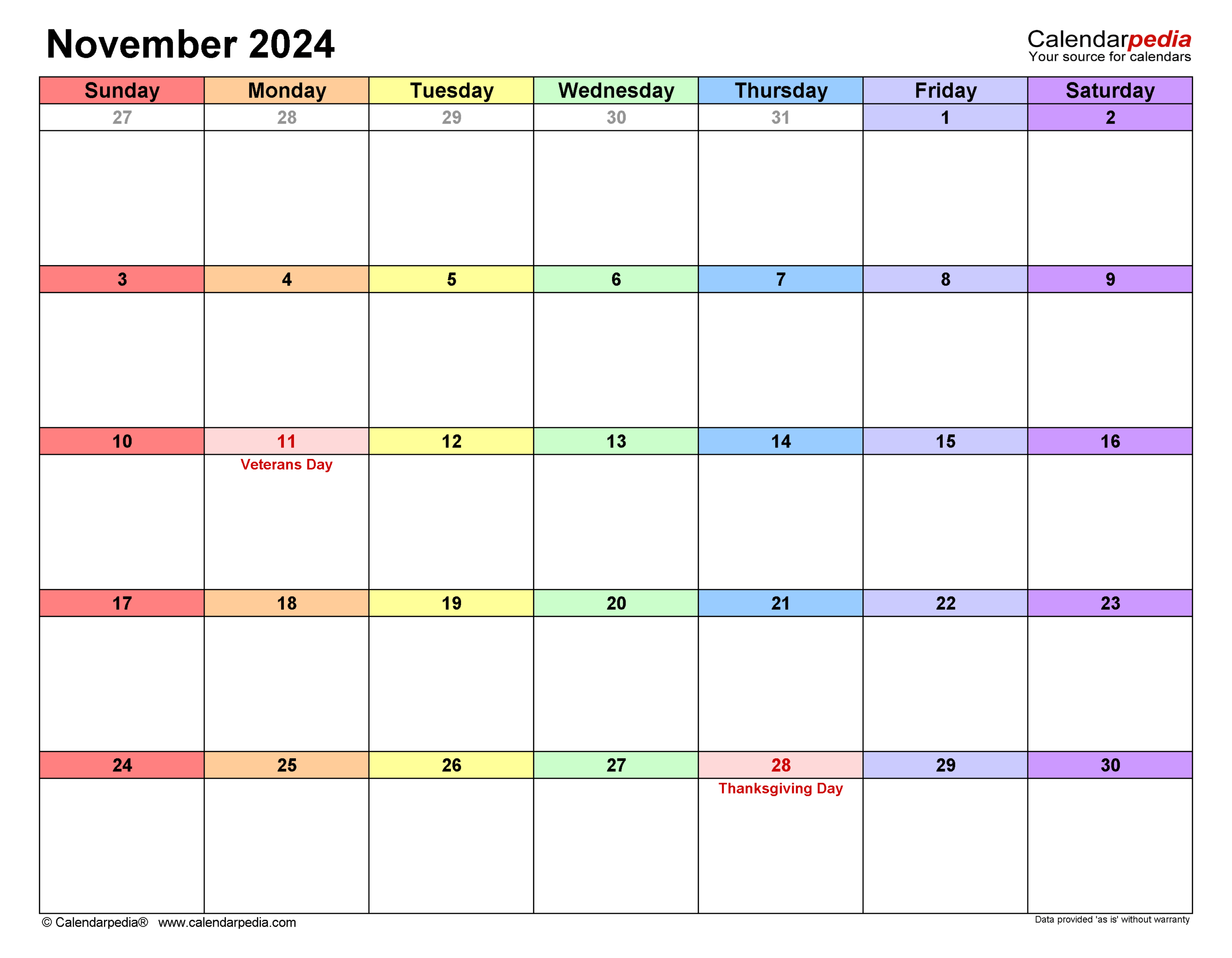 November 2024 Calendar Templates For PDF Excel And Word
