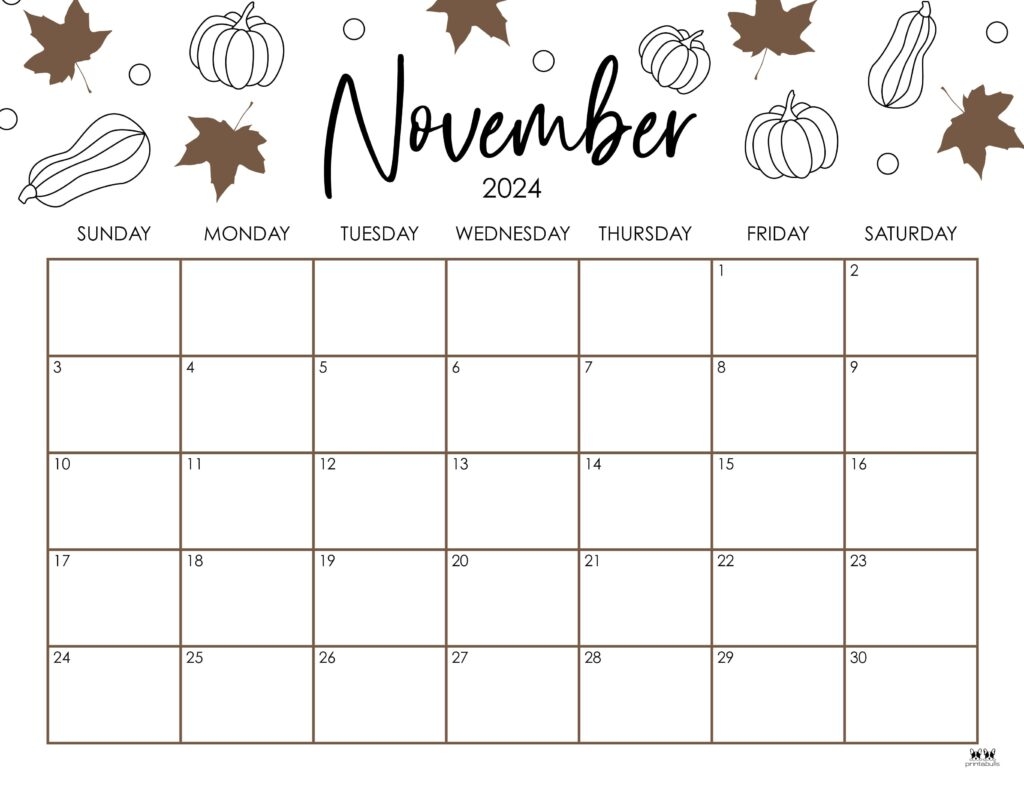 November Calendar Template Printable