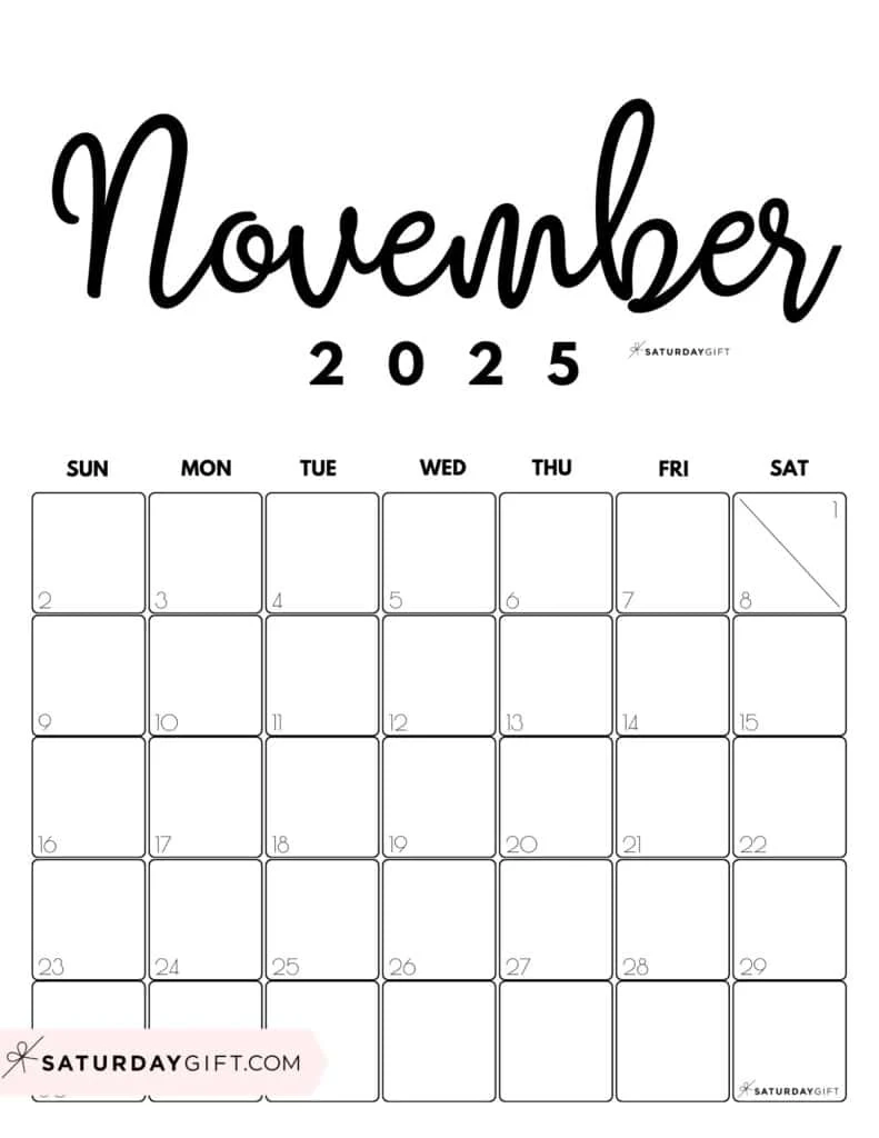 Printable November Blank Calendar