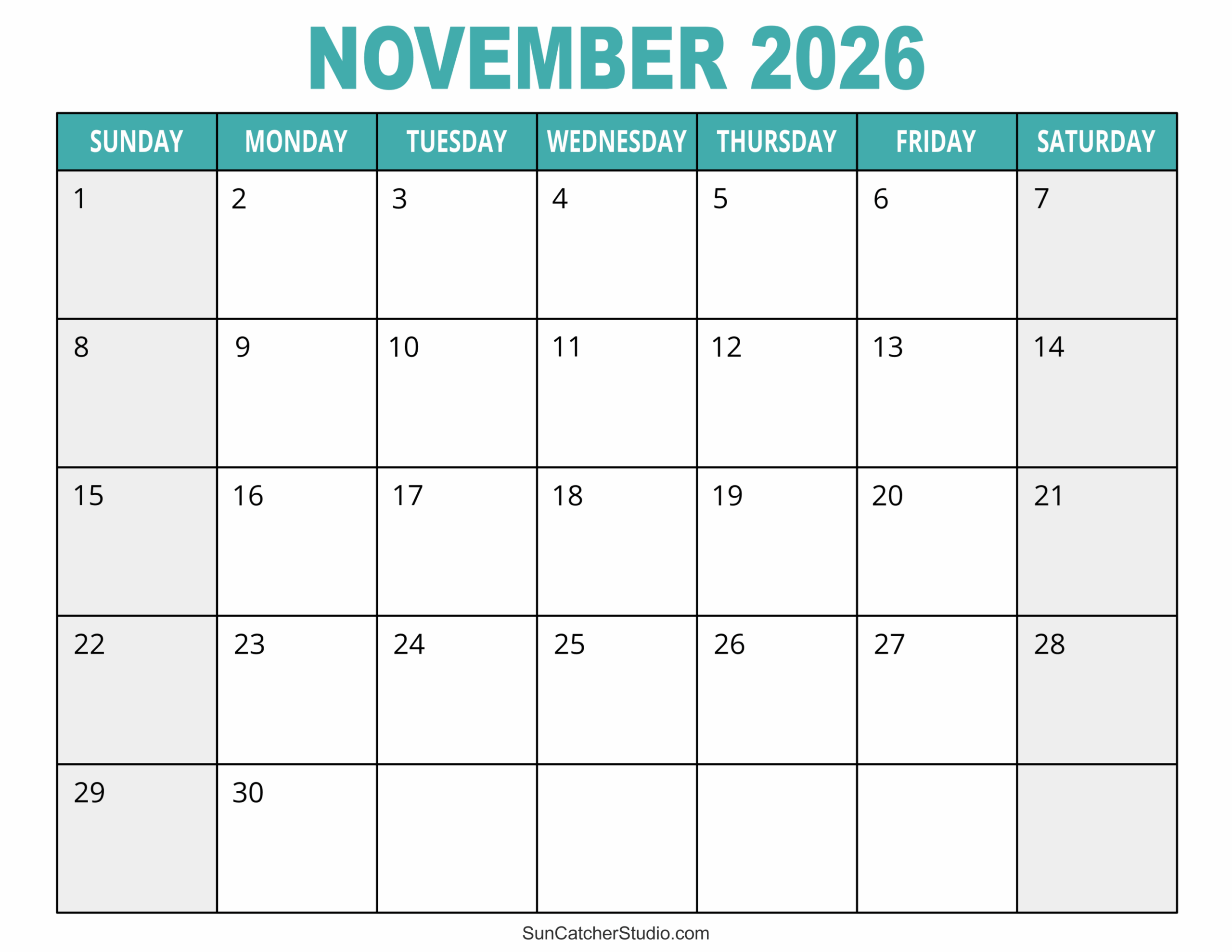 November 2026 Calendar Free Printable Free Printables November 2026 Calendar Free Printable Free Printables