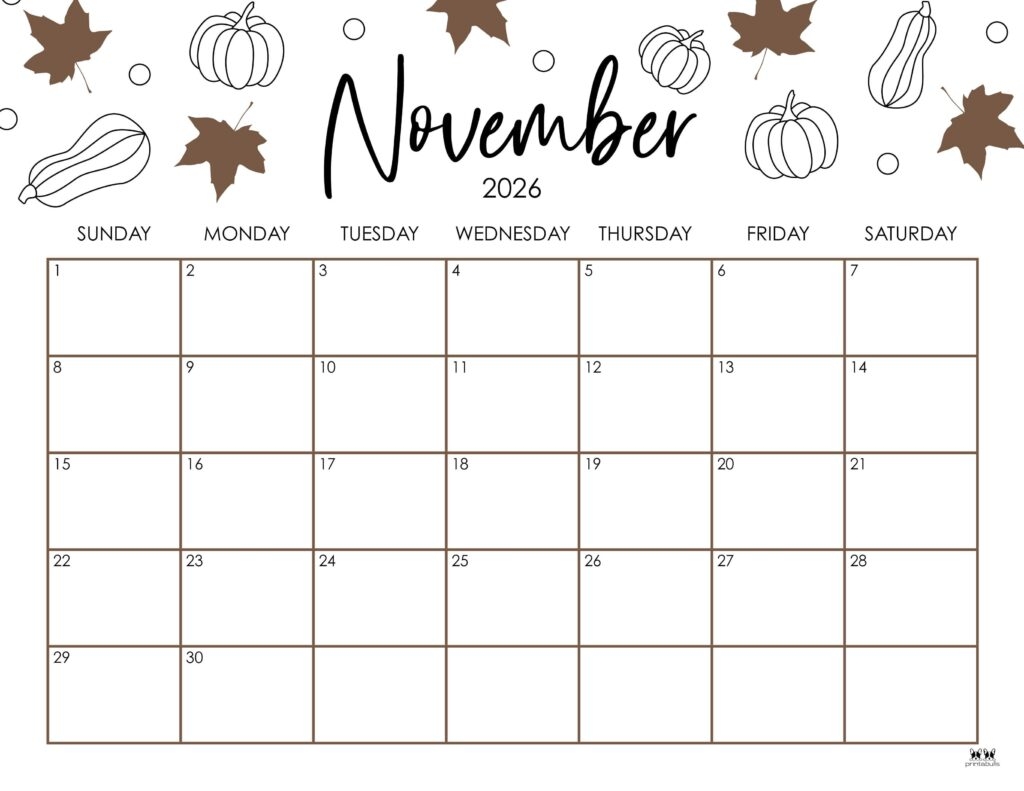 Calendar November December 2026 Printable