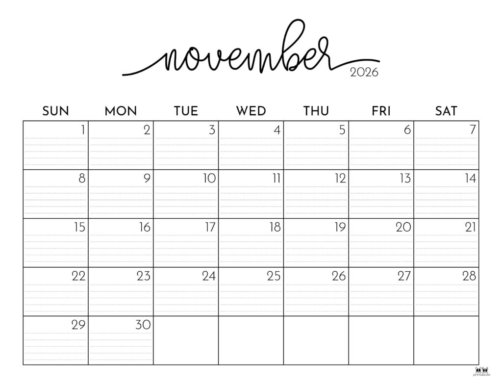 Printable Calendar November December 2026