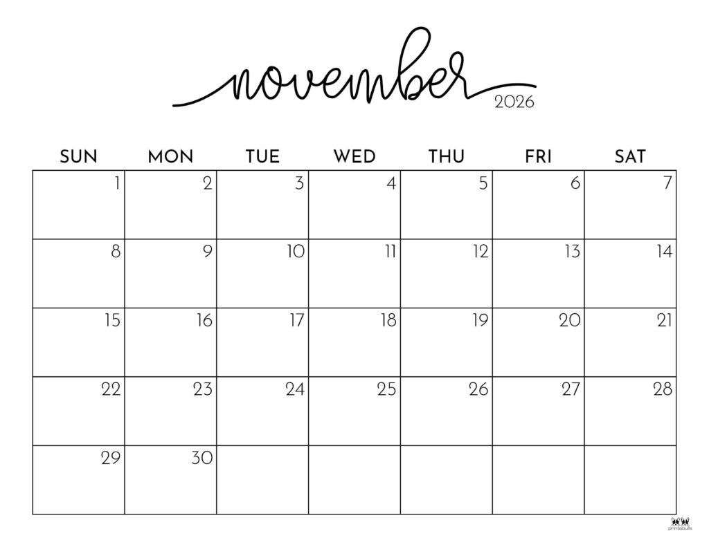 November 2026 Printable Calendars