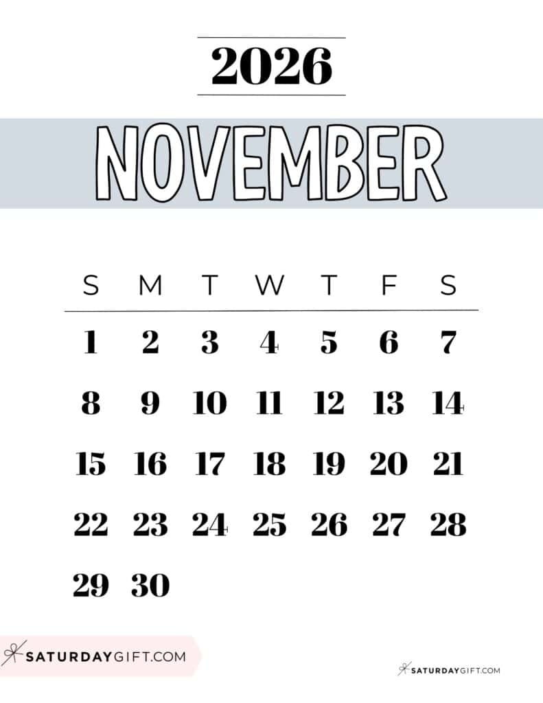 Free Printable November December 2026 Calendar