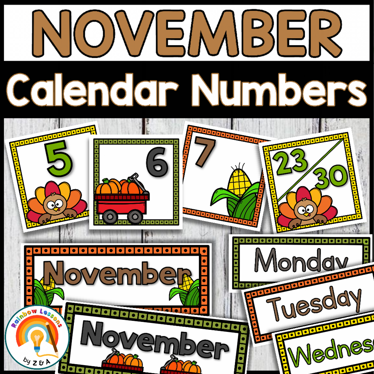 November Calendar Numbers Fall Calendar Number Cards Amped Up 