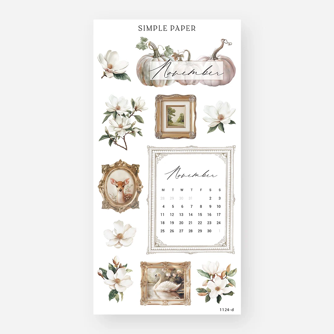 November Kit Sheet D Calendar amp Magnolia Stickers Simple Paper