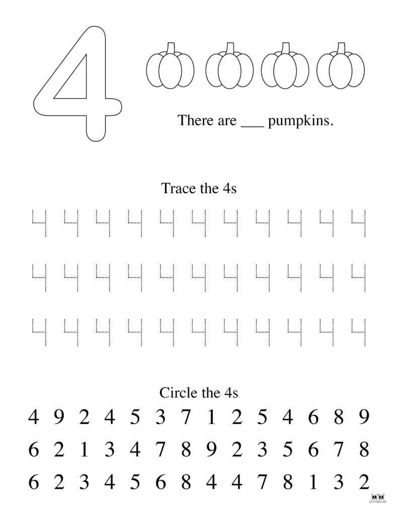 Free Printable Number 4 Worksheet Preschool