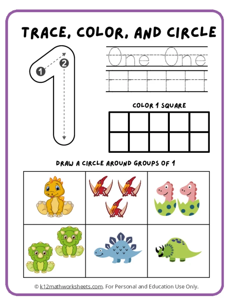 Number One Printable Worksheets