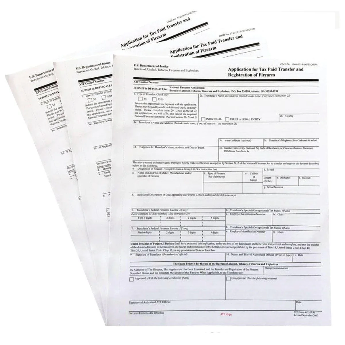 Official ATF Form 5320 4 ATF Form 4 Paper Application Form 