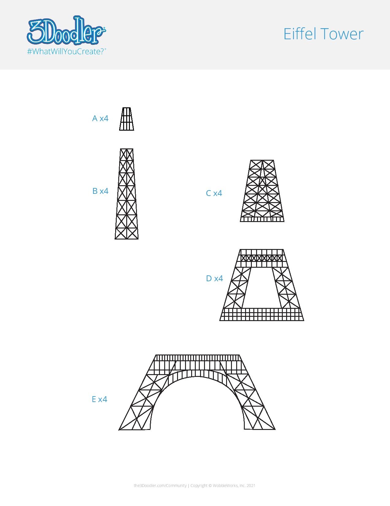 Orange Eiffel Tower 3D Pen Stencil 3Doodler