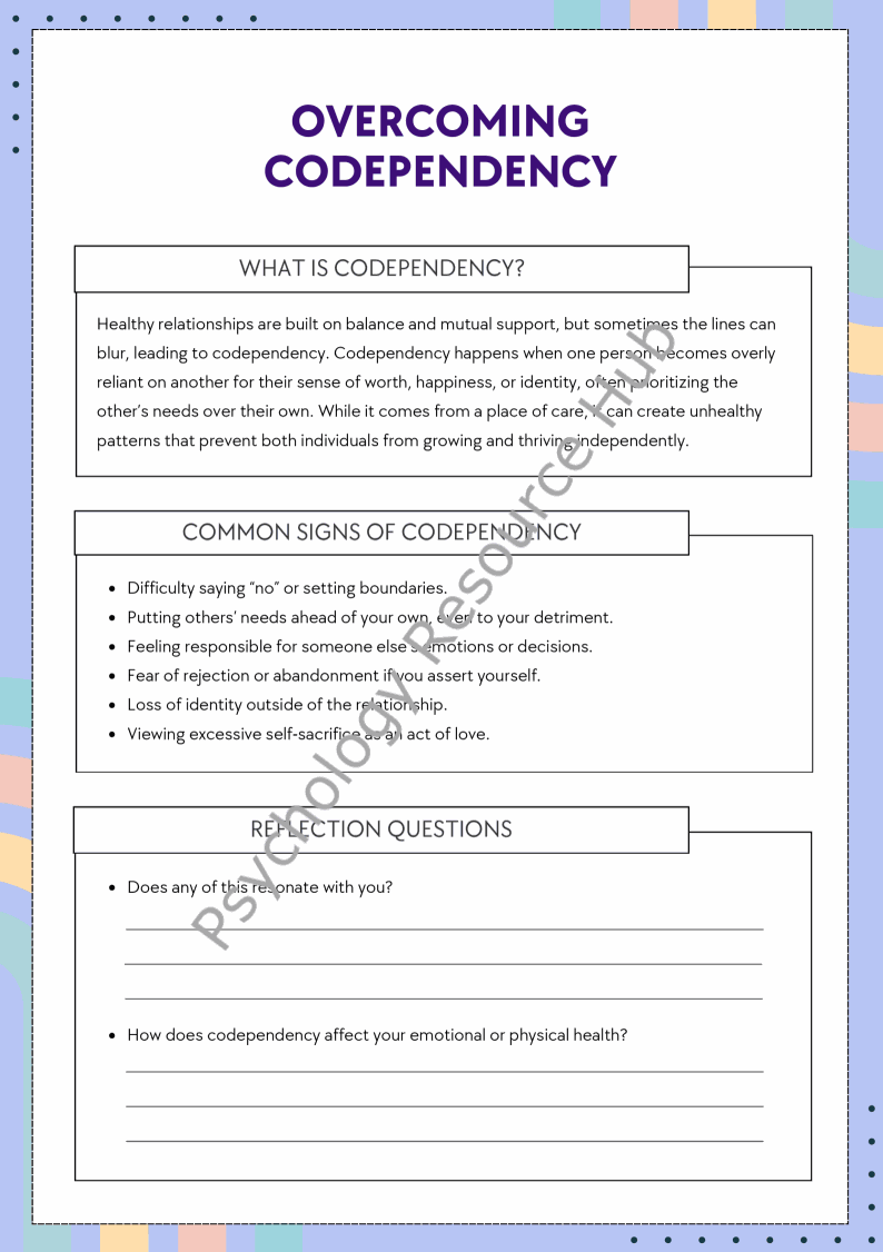 Overcoming Codependency Worksheets For Building Healthy 