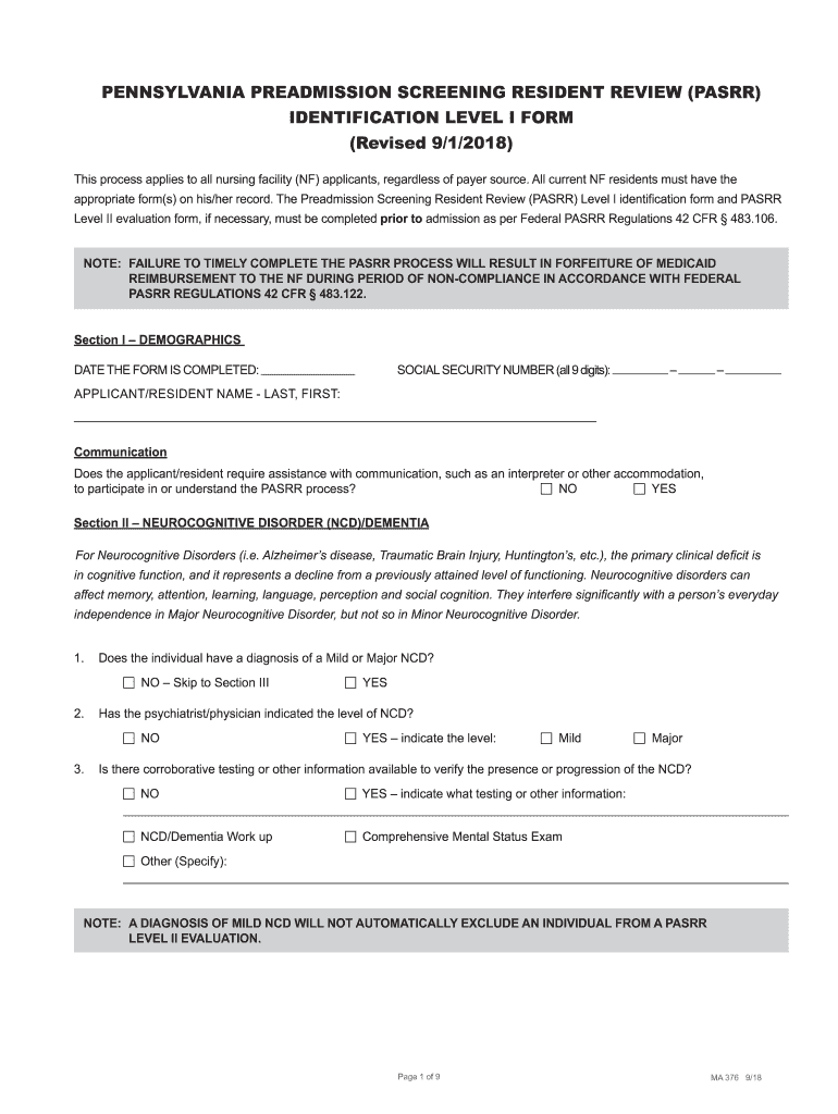 Pasrr Form Printable