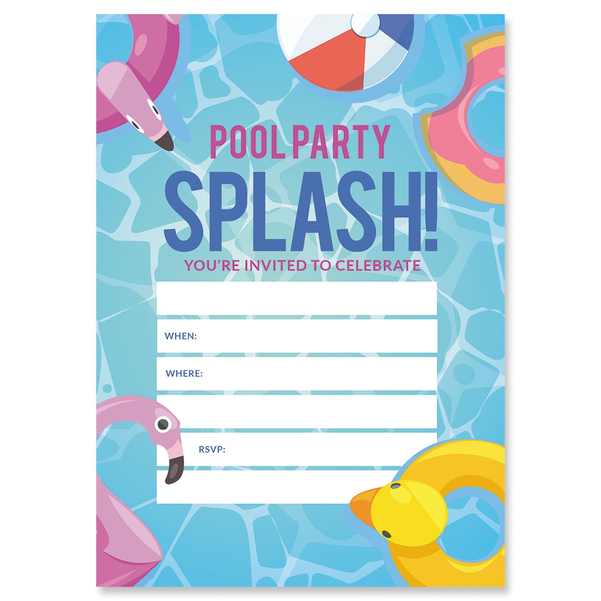 Blank Free Printable Pool Party Invitations Templates