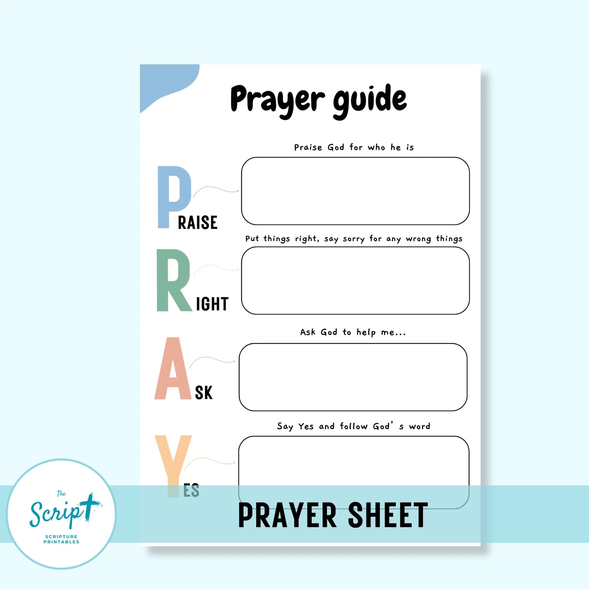 Prayer Guide Template Printable For Kids Christian Printable For 