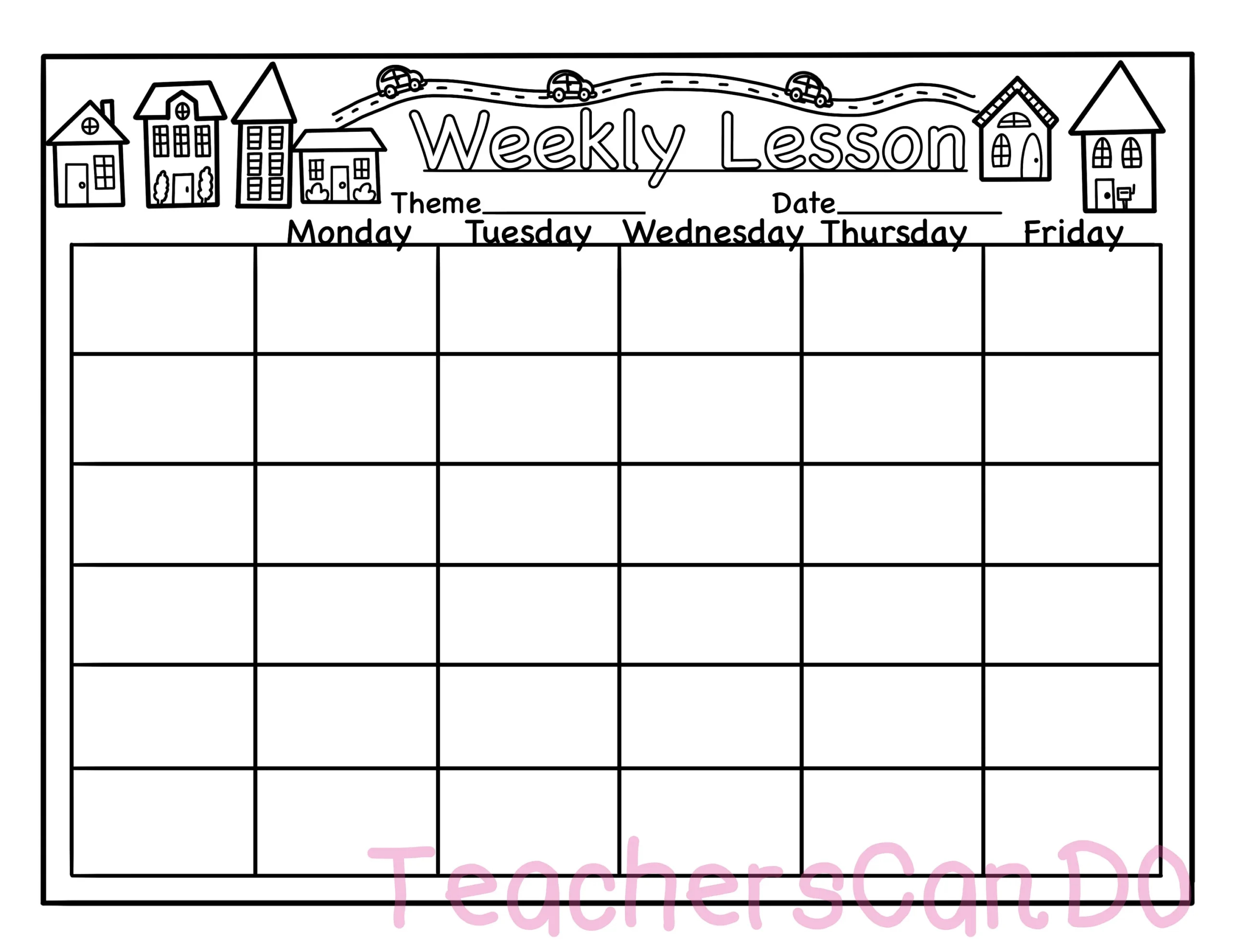 Printable Weekly Lesson Plan Template Preschool