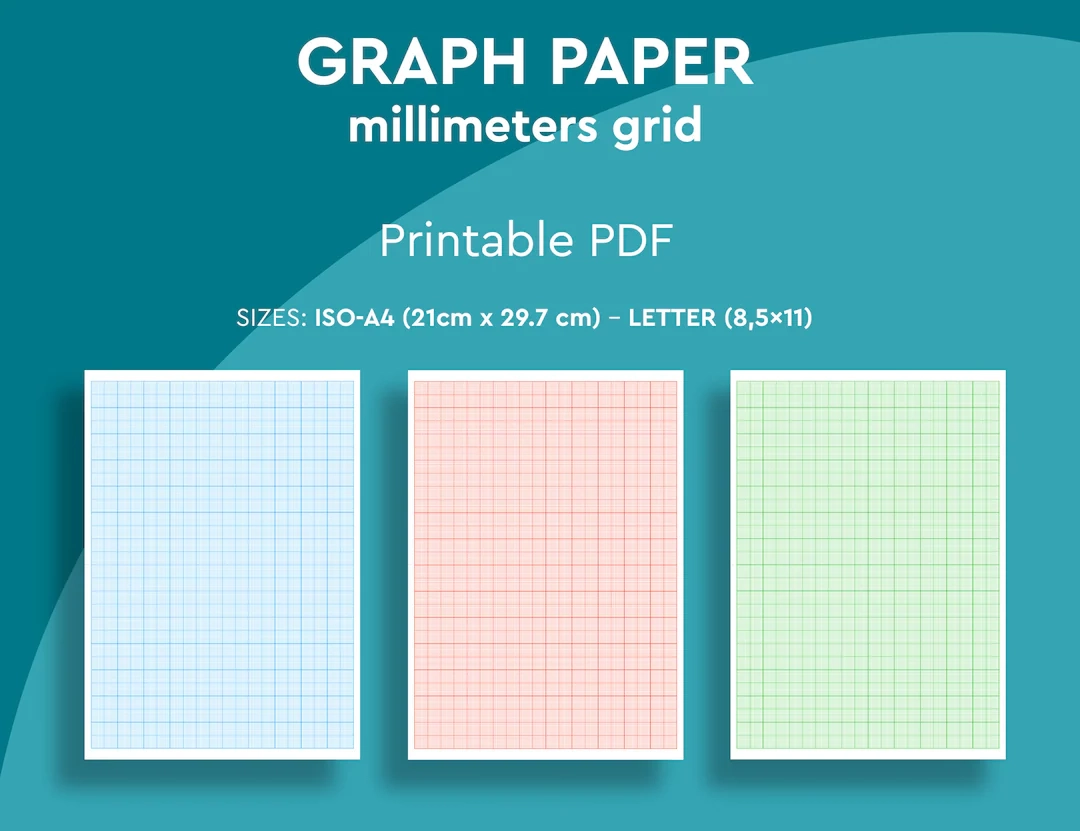 Printable 1mm X 1mm Grid GRAPH PAPER Milimeters Grid 3 Different 