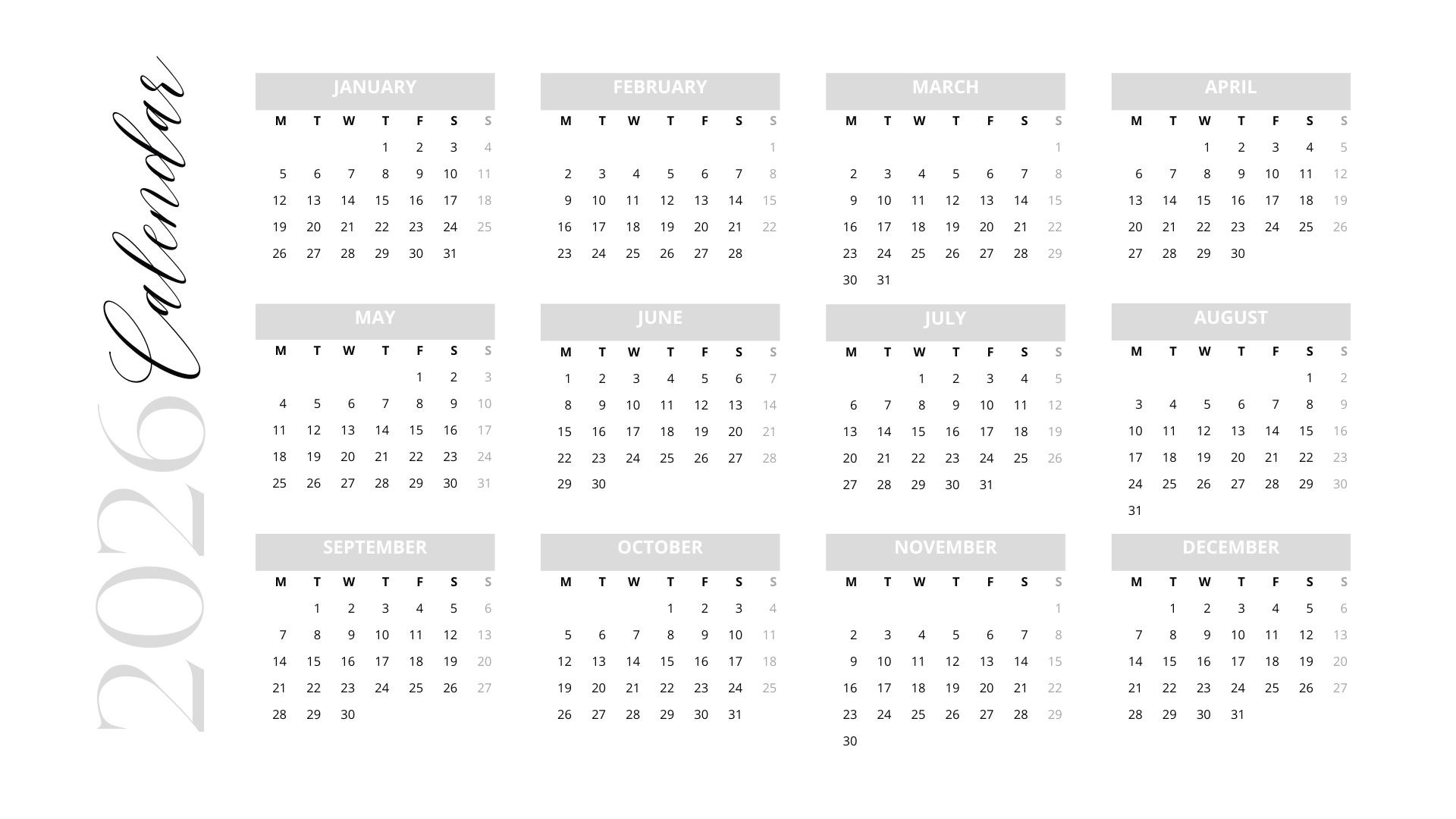 Printable 2026 Calendar Templates U S Holidays amp More 