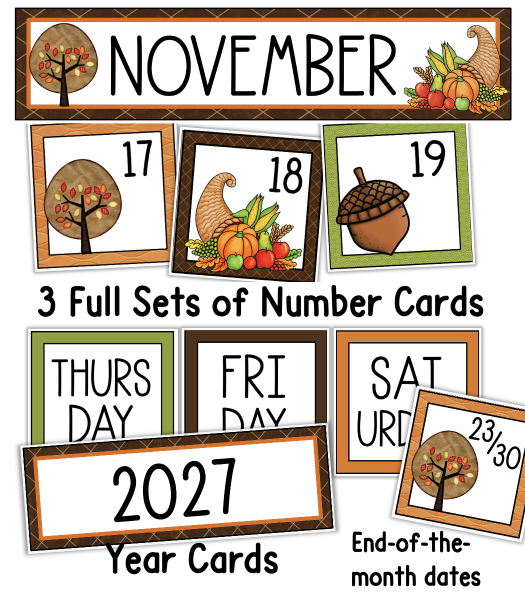 Free Printable November Calendar Numbers