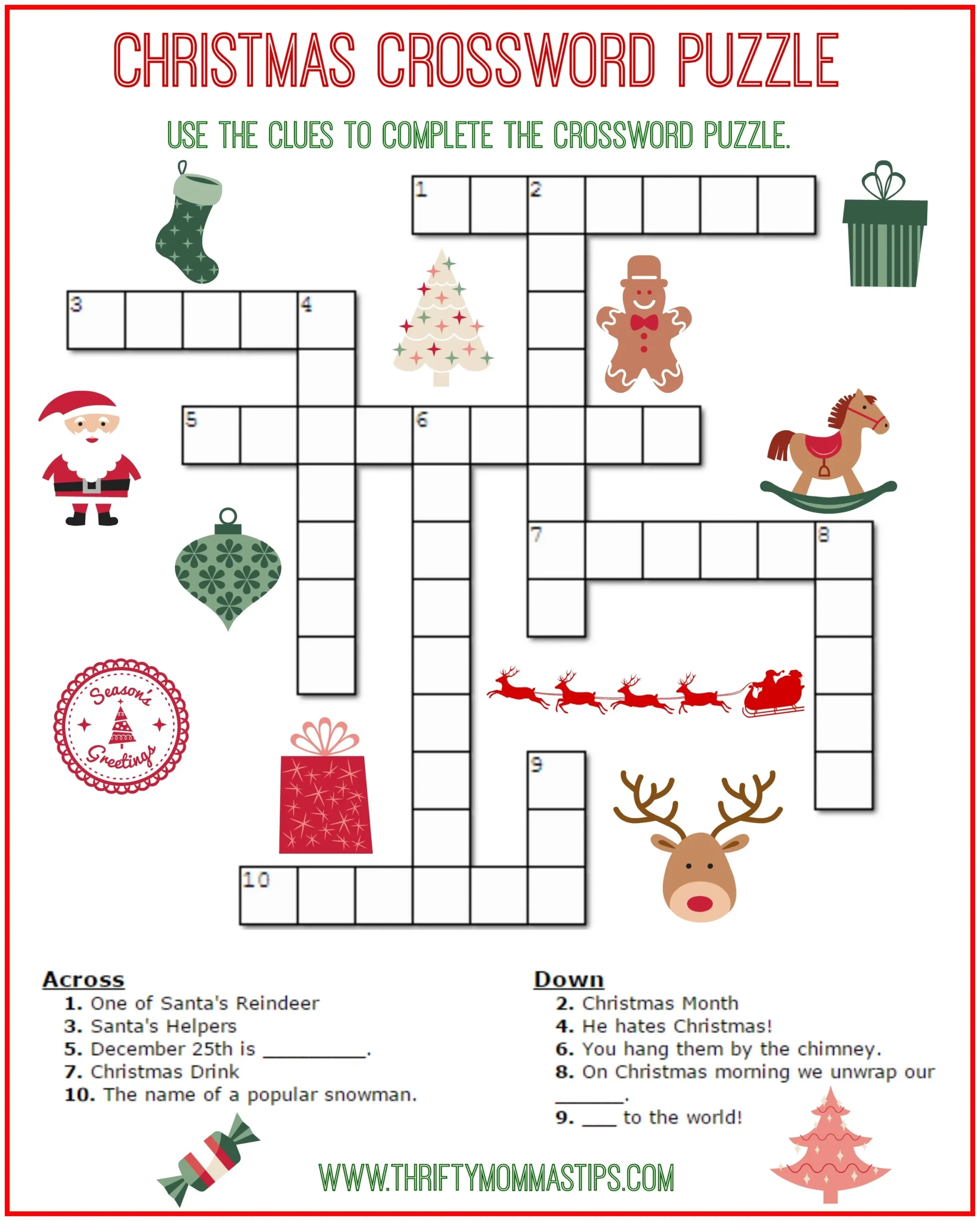 Printable Crossword Puzzles Kids Printable Party Favors