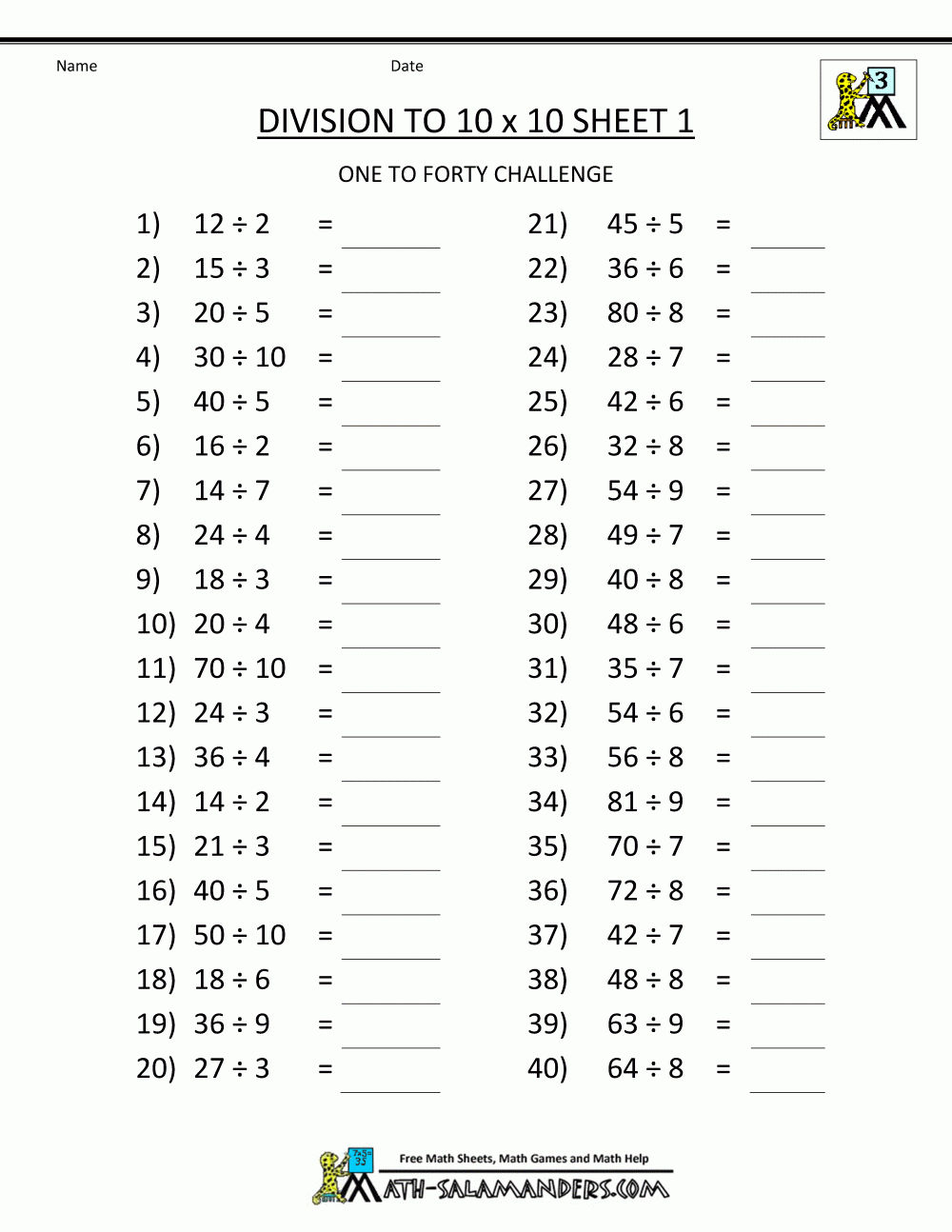Printable Division Worksheets For Grade 2