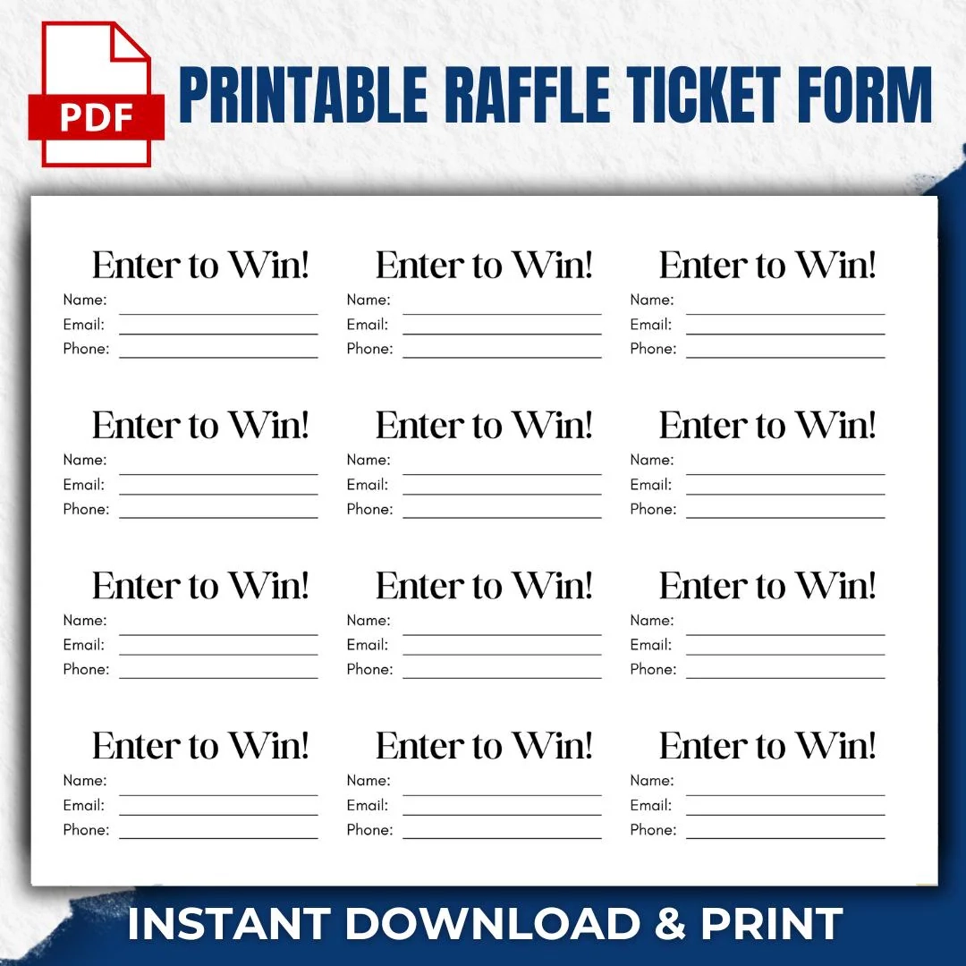 Printable Drawing Entry Forms Etsy