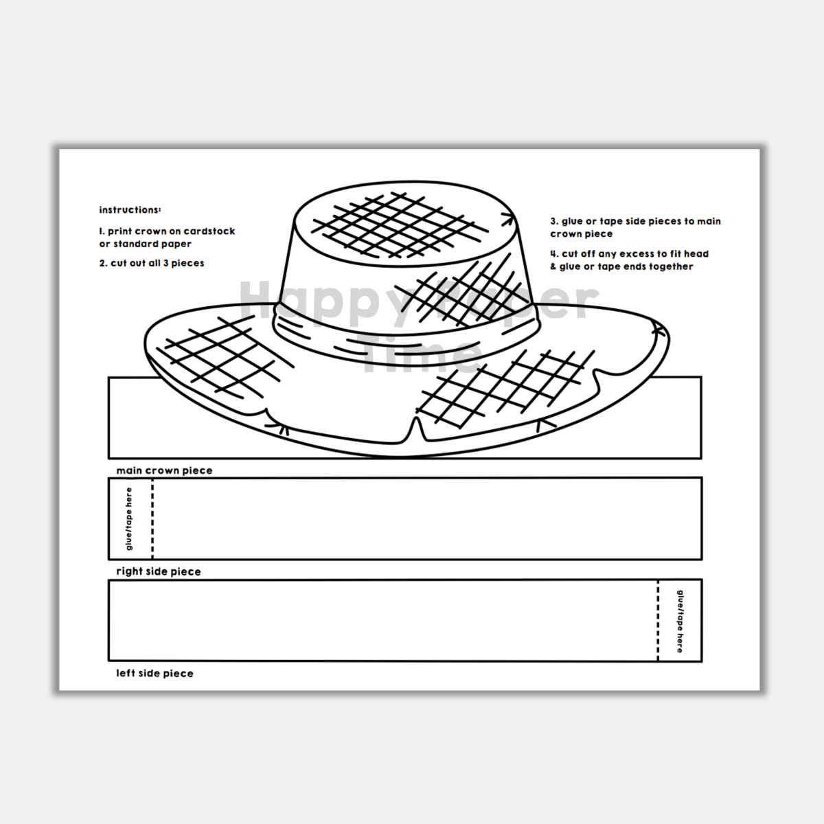 Printable Farmer Hat Craft Farmer Paper Crown Gardener Straw Hat 