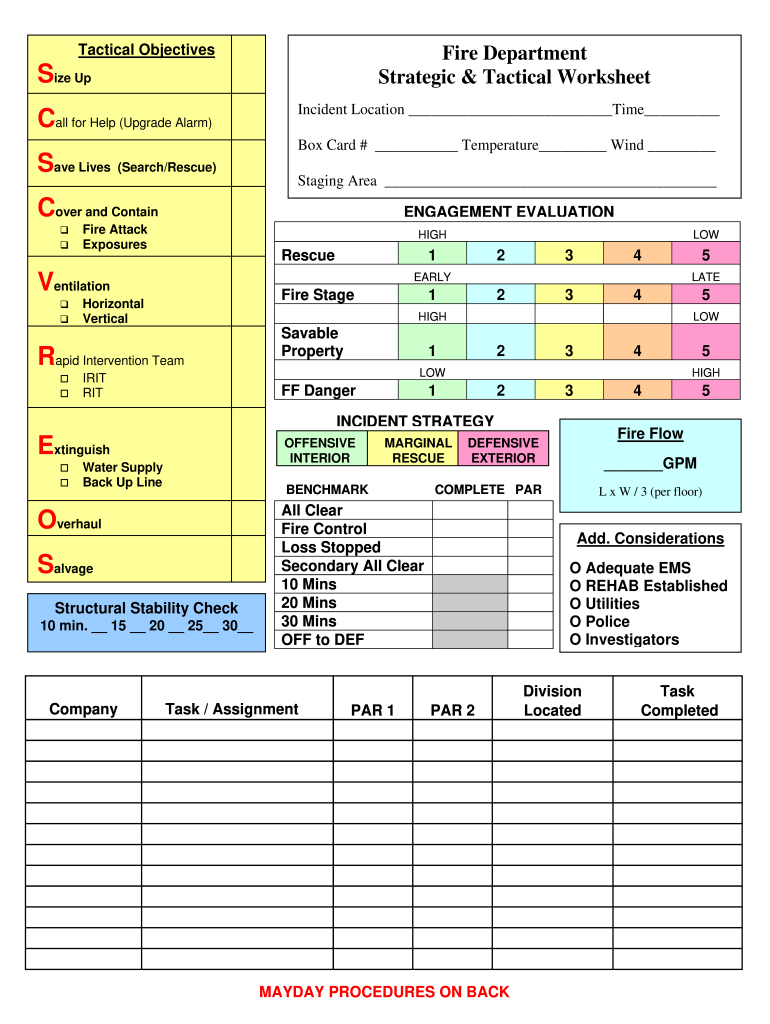 Printable Fireground Tactical Worksheet Fill Out amp Sign Online 
