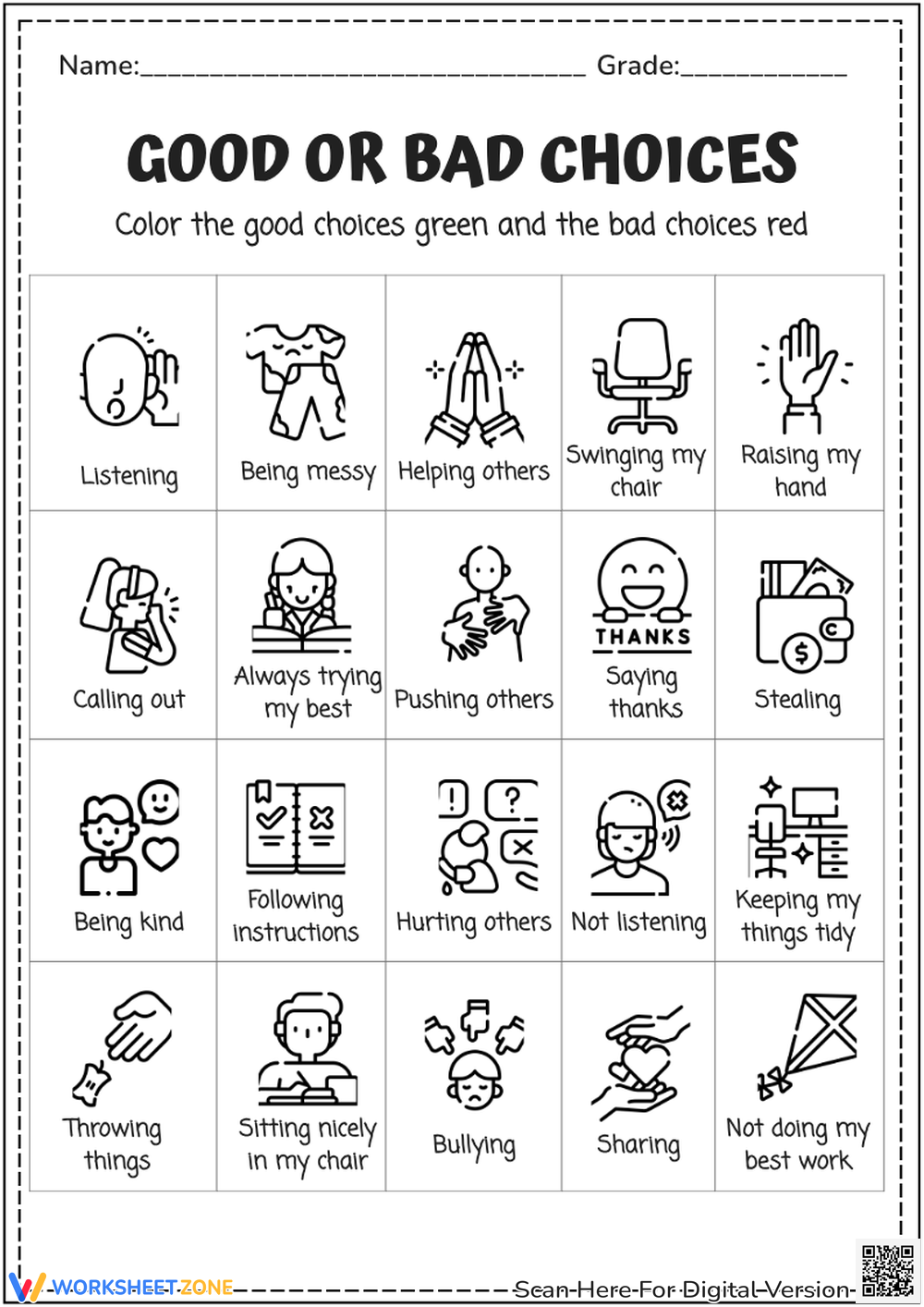 Behavior Worksheets For Kids