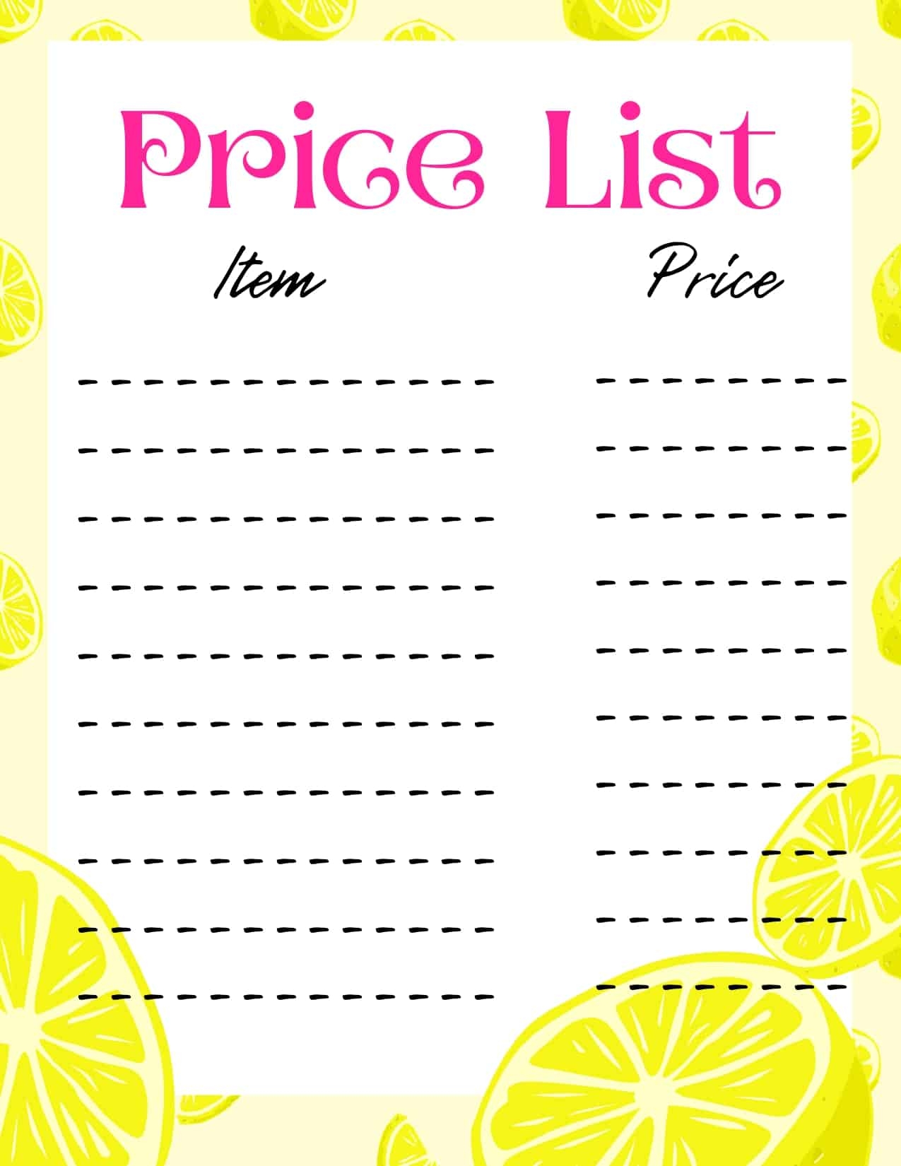Free Printable Lemonade Stand Sign Template