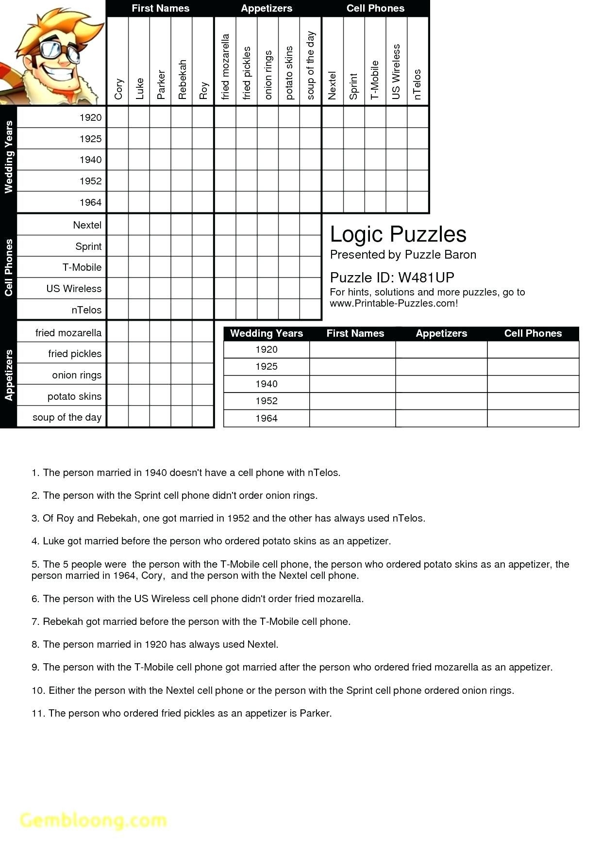 Deduction Puzzles Printable