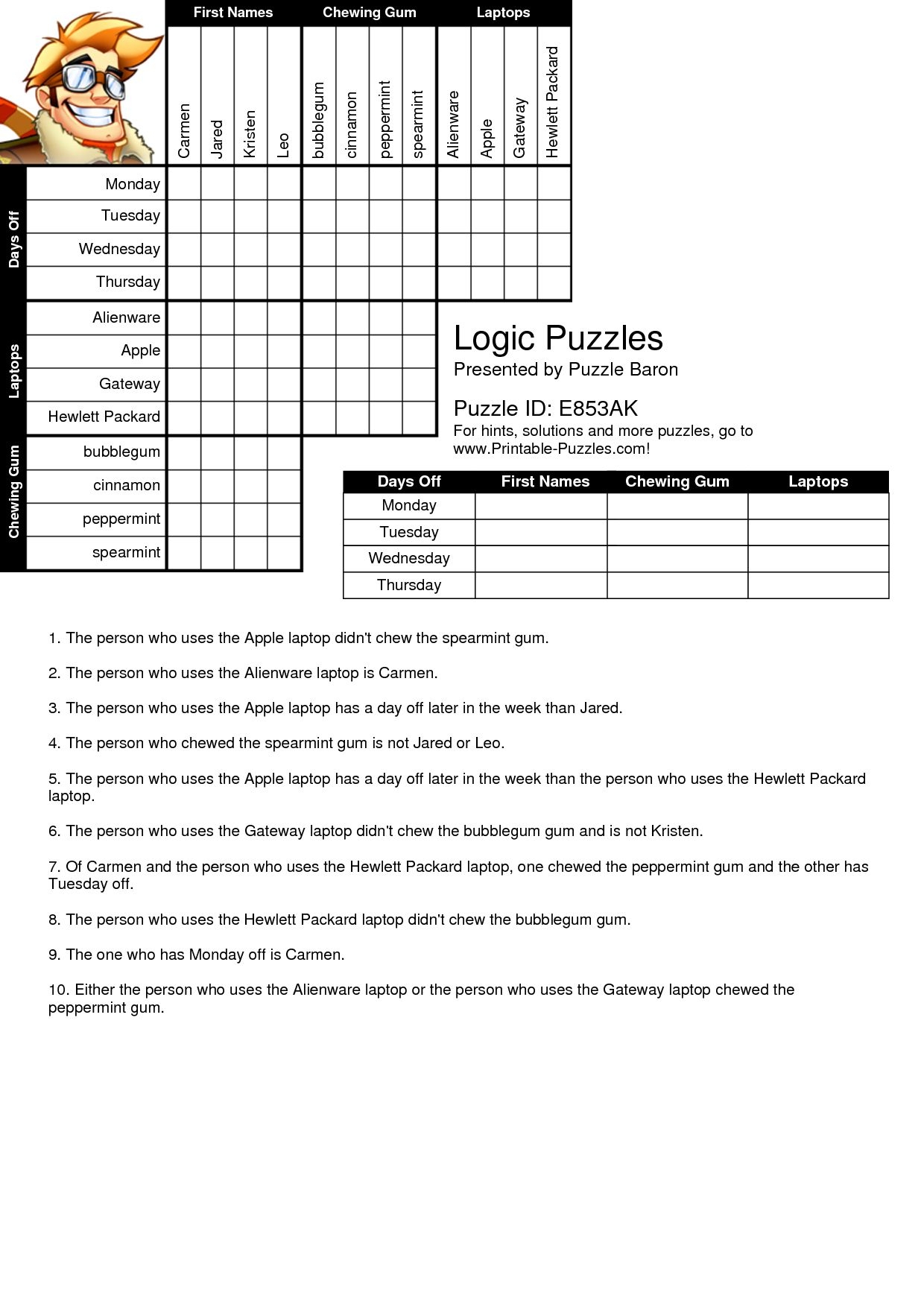 Logic Puzzles For Middle School Printable