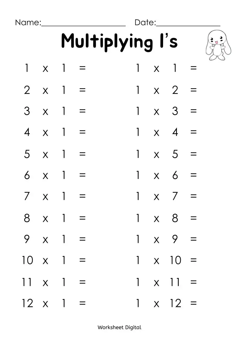 Multiplication Sheets Printable 1 12