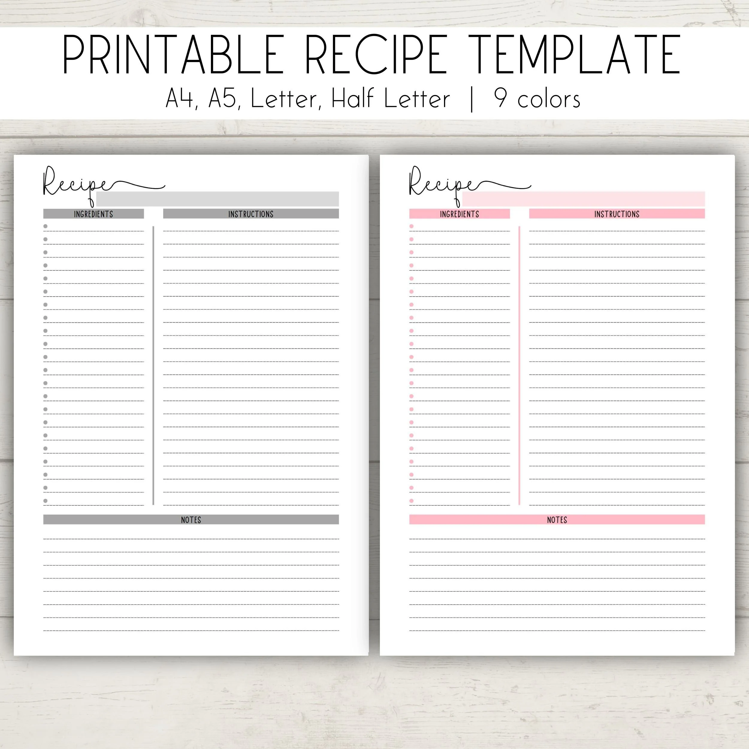 Printable Recipe Book Template