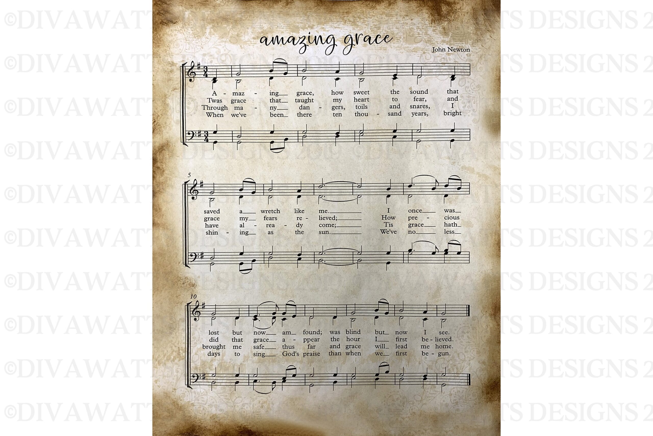 Printable Set Of 3 Christian Hymn Sheet Music Songs Art 