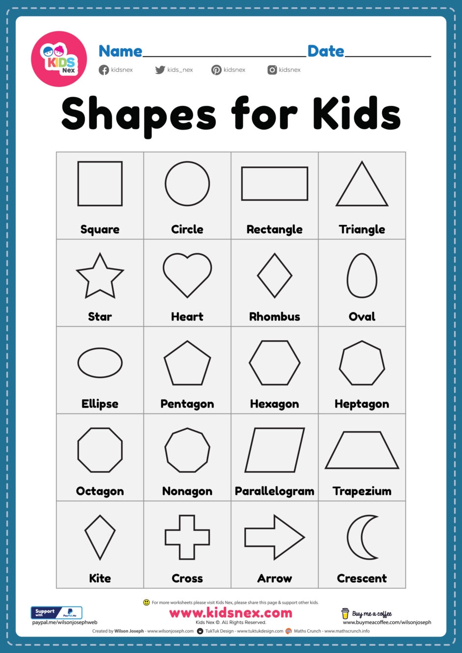 Kindergarten Printable Worksheets Shapes