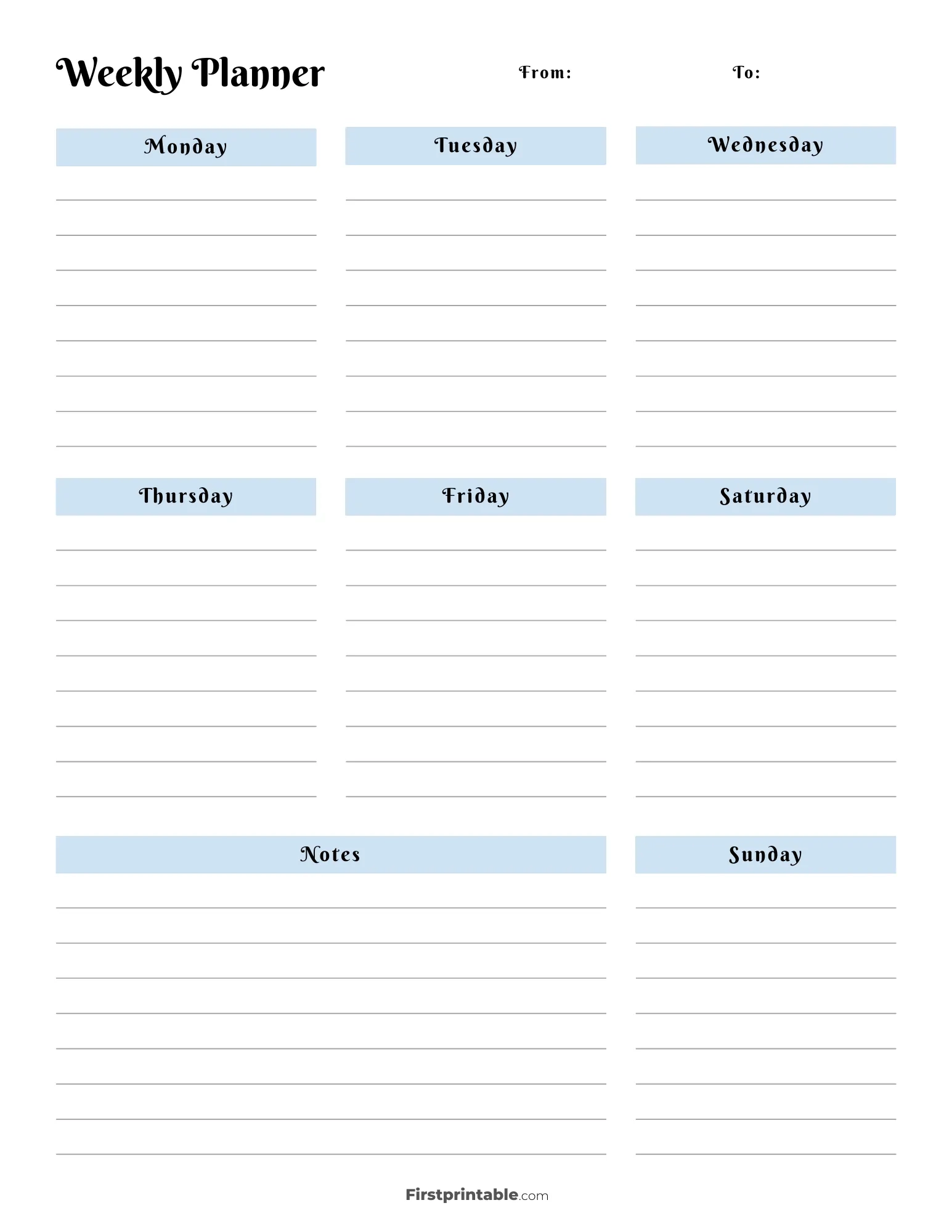Free Printable Blank Weekly Calendar