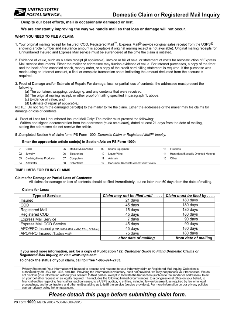 Ps Form 1000 Printable Fill Out amp Sign Online DocHub