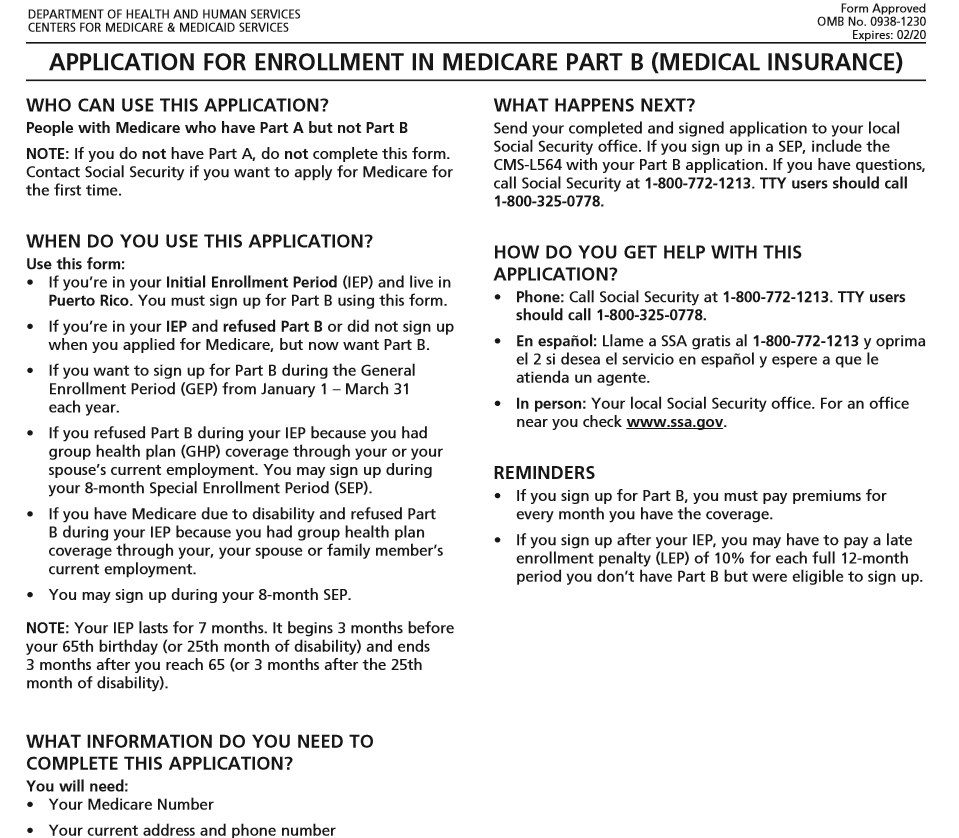 Medicare Form 0938 1230