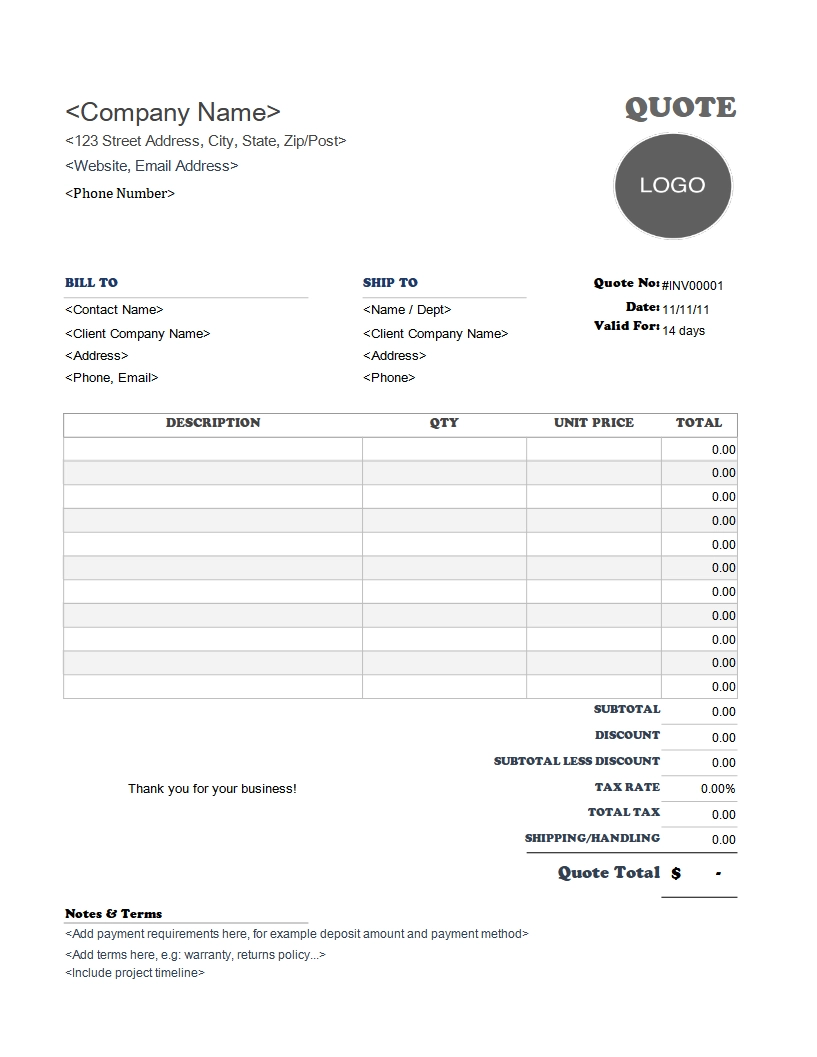 Quote Templates Invoice Simple