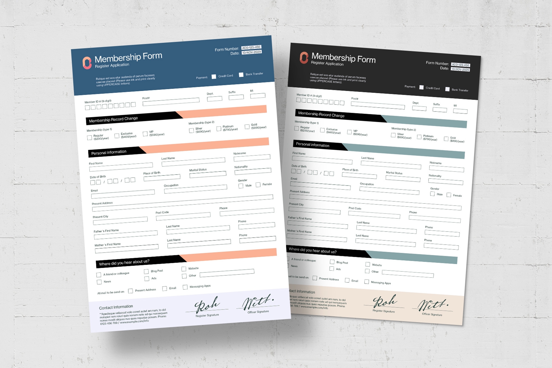 Registration Form Design Template