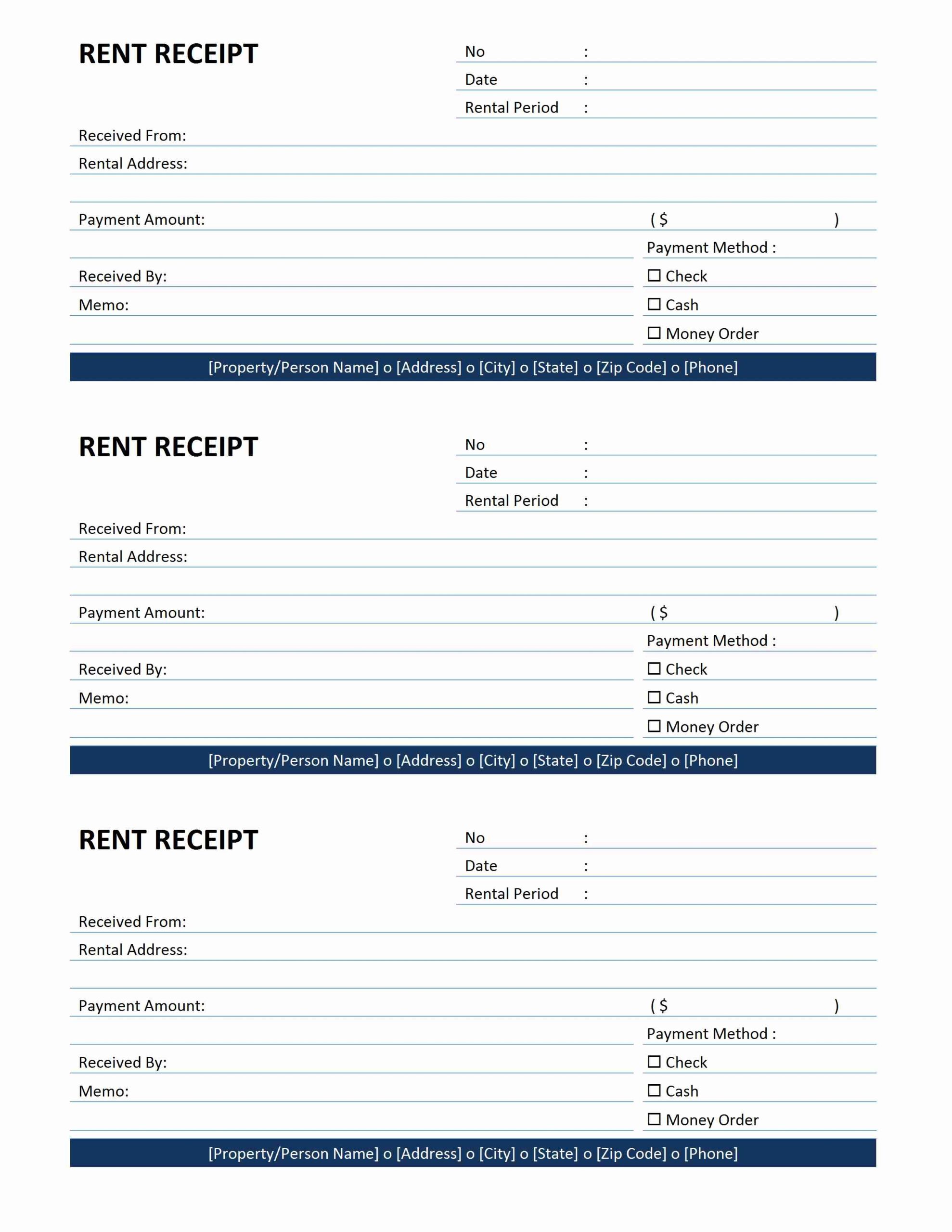 Printable Rent Receipt Template