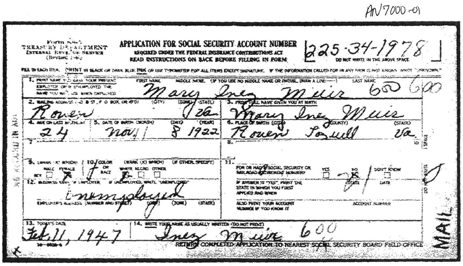 Requesting A Copy Of SS Application FamilyTree
